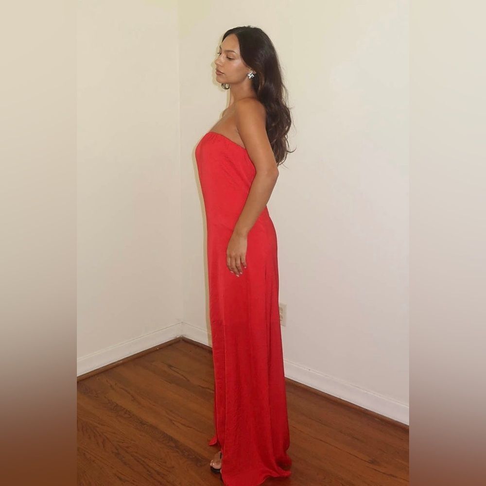 Red Strapless Maxi Dress